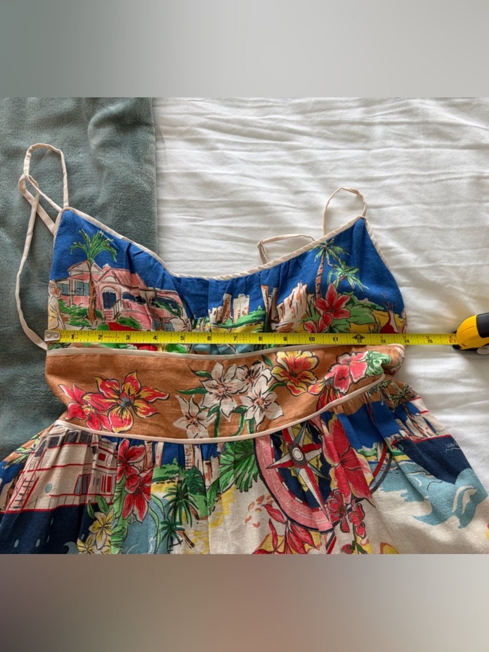 Christian Lacroix Multicolor Floral & Map-Print Midi Dress on Beige - Picture 8 of 14